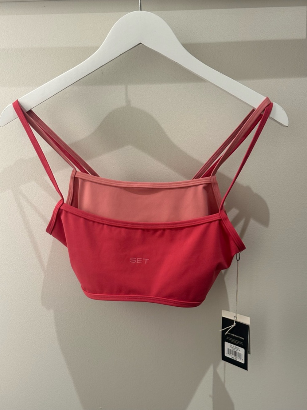 SET Active Double-Strap Crop Bralette in Coral and Rose